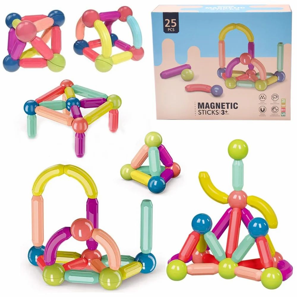 ToyCastle's Magnetic Sticks – Creative Building Blocks for Kids 3-5 Years