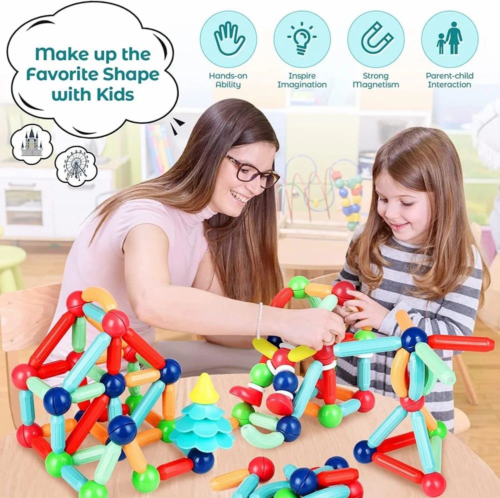 ToyCastle's Magnetic Sticks – Creative Building Blocks for Kids 3-5 Years