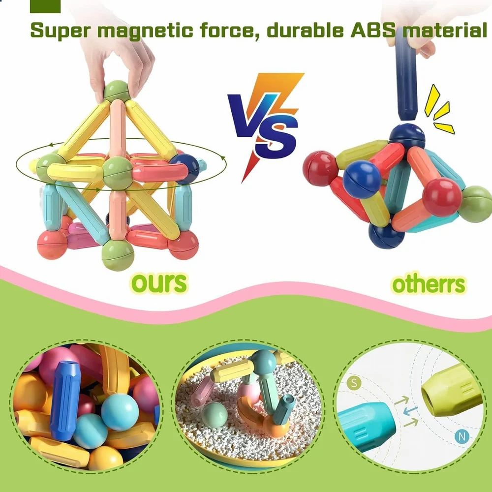 ToyCastle's Magnetic Sticks – Creative Building Blocks for Kids 3-5 Years