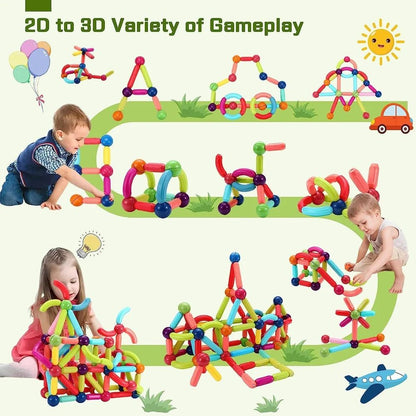 ToyCastle's Magnetic Sticks – Creative Building Blocks for Kids 3-5 Years